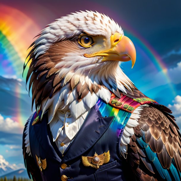 Pic of a eagle in a vest on the rainbow