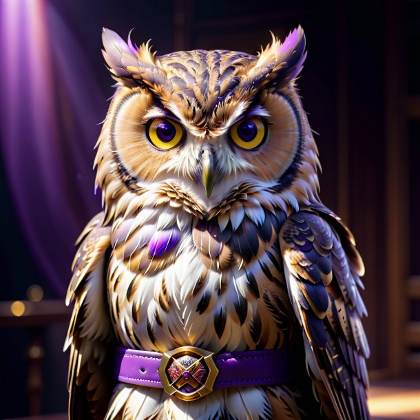 Picture of a owl in a purple belt