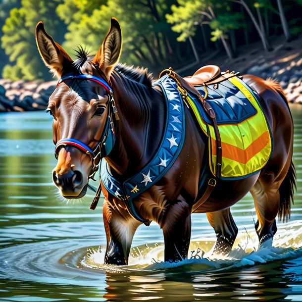 Dessin d'une mule dans un gilet dans l'eau