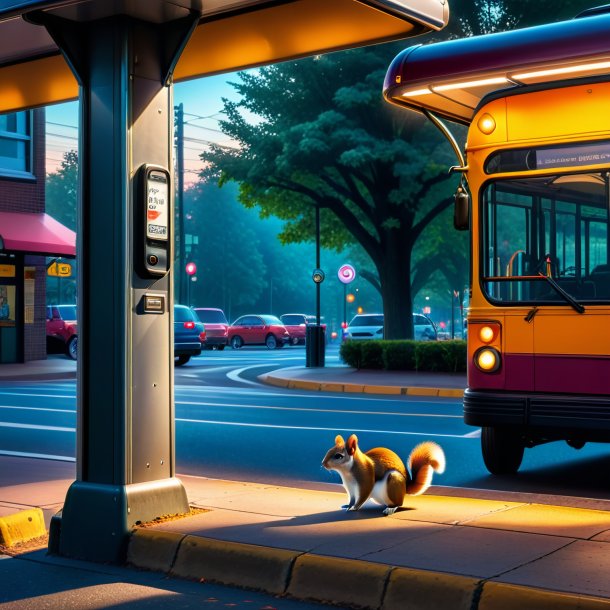 Image of a waiting of a flying squirrel on the bus stop