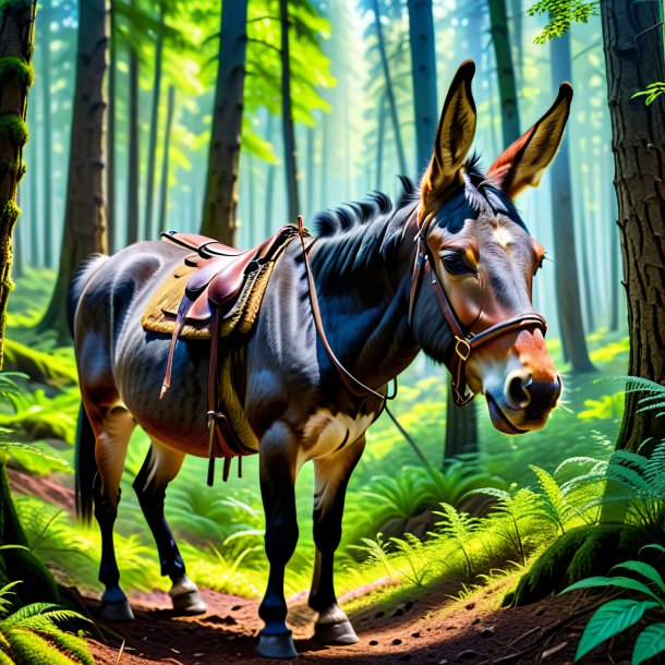 Image of a eating of a mule in the forest