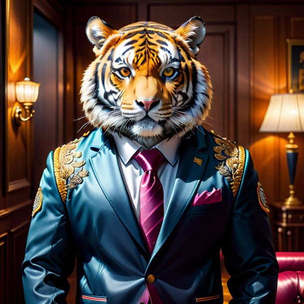 Picture of a tiger in a jacket in the house