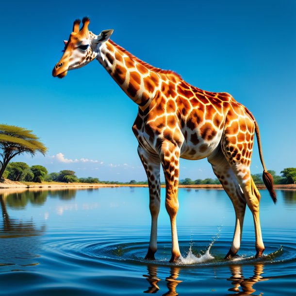 Image d'une girafe dans un pantalon à l'eau