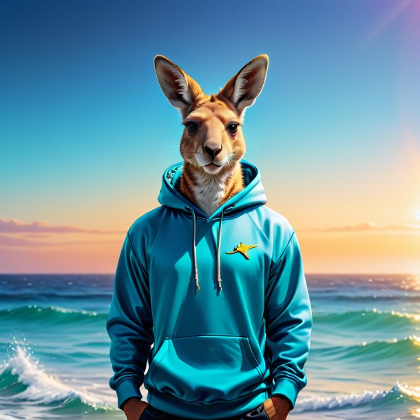 Imagem de um canguru em um hoodie no mar