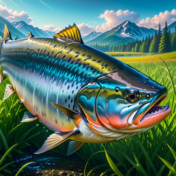 Image of a crying of a salmon in the meadow