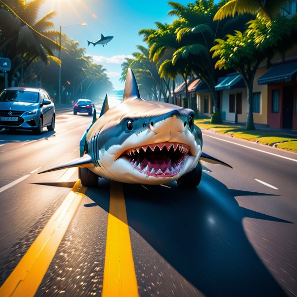 Photo of a playing of a shark on the road