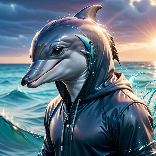 Pic of a dolphin in a hoodie in the water