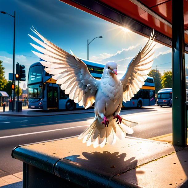 Image of a threatening of a dove on the bus stop