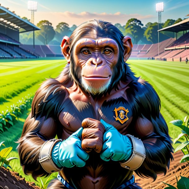 Desenho de um chimpanzé em uma luvas no campo