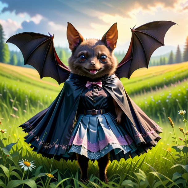 Picture of a bat in a skirt in the meadow