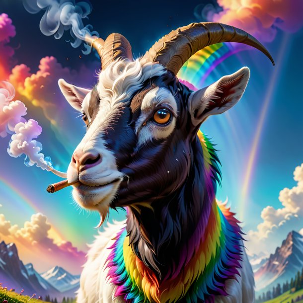 Pic of a smoking of a goat on the rainbow