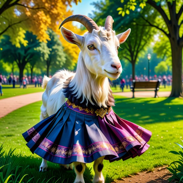 Photo of a goat in a skirt in the park