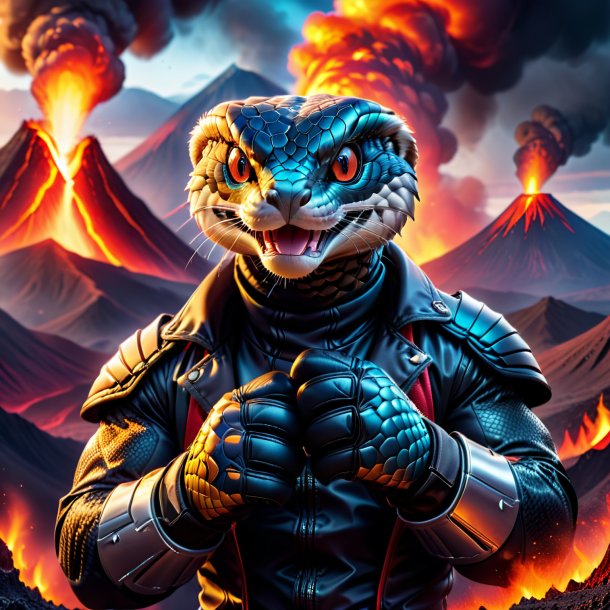 Image of a cobra in a gloves in the volcano