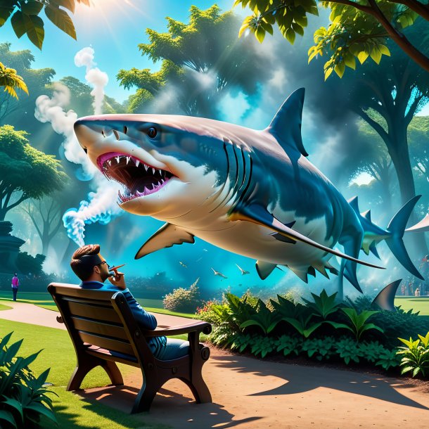 Photo of a smoking of a shark in the park