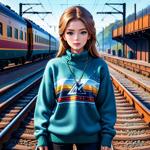 Illustration of a mol in a sweater on the railway tracks