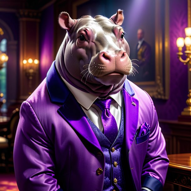 Pic of a hippopotamus in a purple jacket