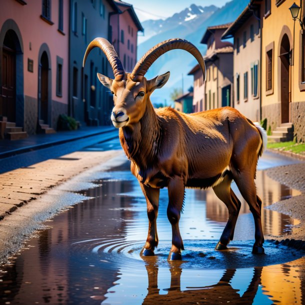 Picture of a waiting of a ibex in the puddle