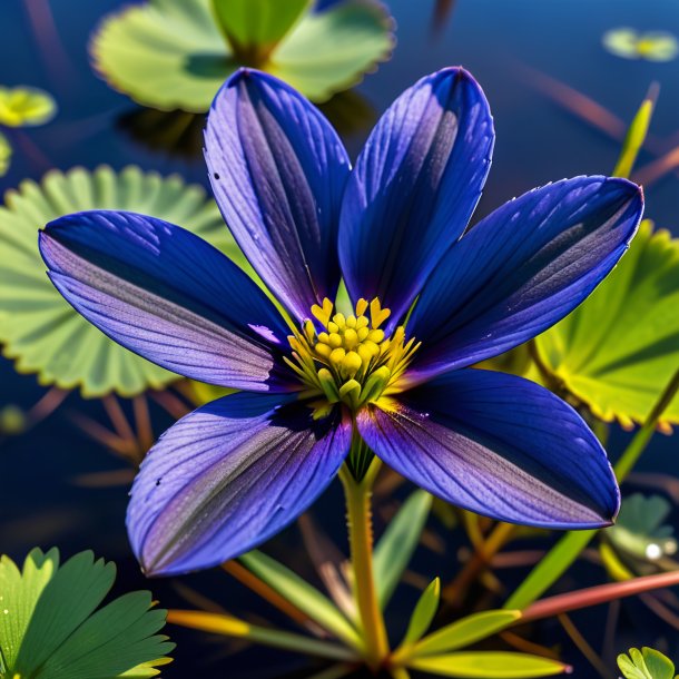 Portrait of a navy blue crowfoot, marsh