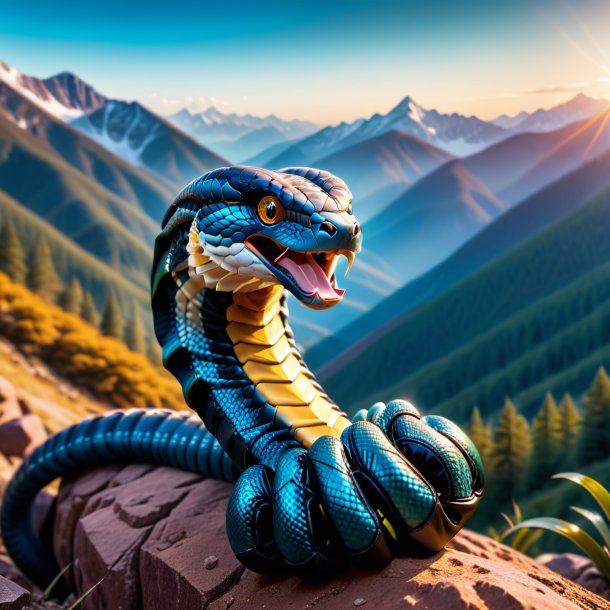 Image of a cobra in a gloves in the mountains