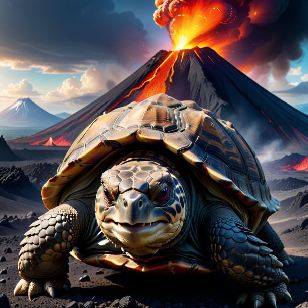 Picture of a angry of a tortoise in the volcano