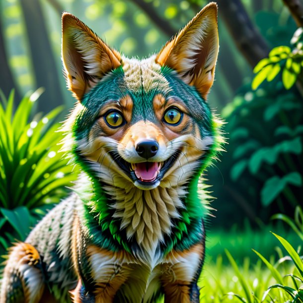 Pic of a green smiling jackal