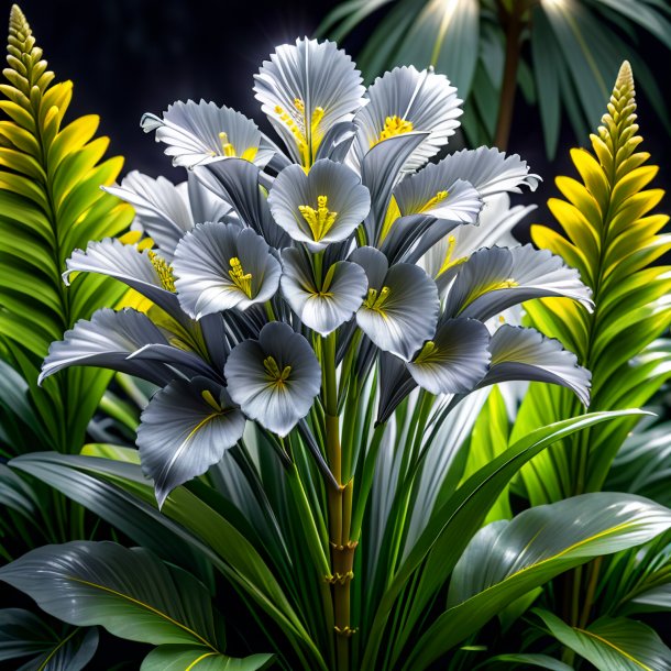 Depicting of a silver celsia, great-flowered