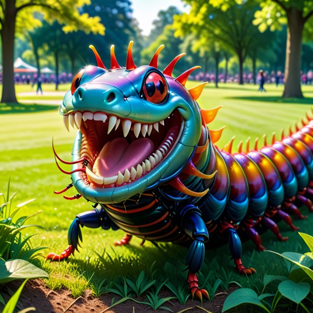 Pic d'un sourire d'un centipede dans le parc