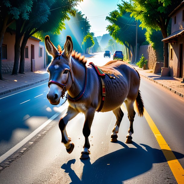 Pic of a playing of a donkey on the road