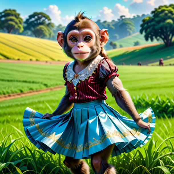 Illustration of a monkey in a skirt on the field