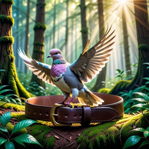 Pic of a dove in a belt in the forest