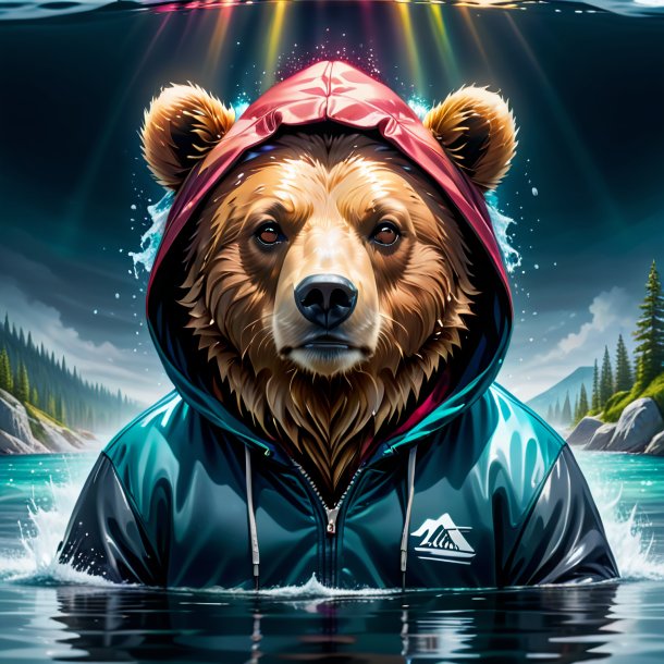 Drawing of a bear in a hoodie in the water