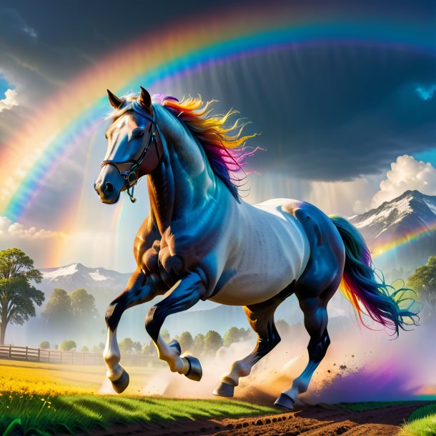 Pic of a dancing of a horse on the rainbow