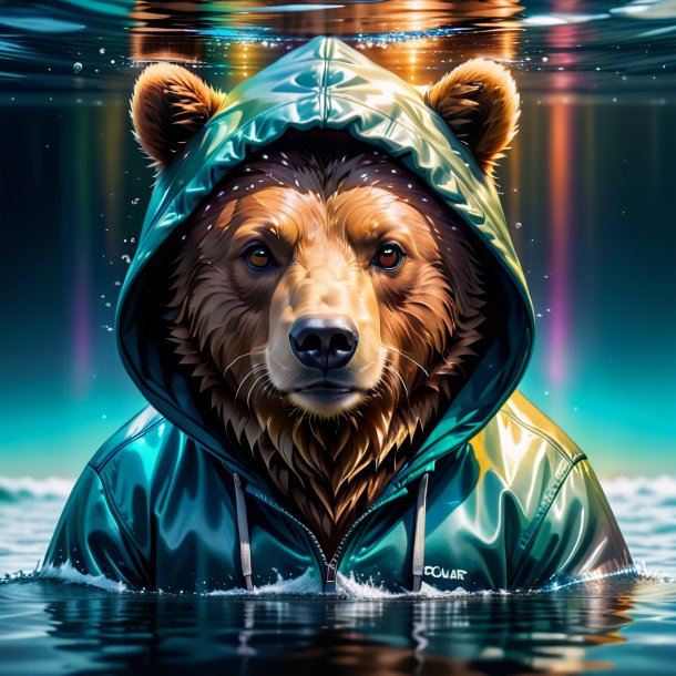 Foto de um urso em um hoodie na água