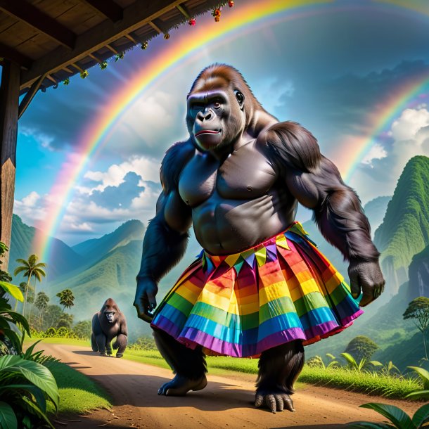 Pic of a gorilla in a skirt on the rainbow