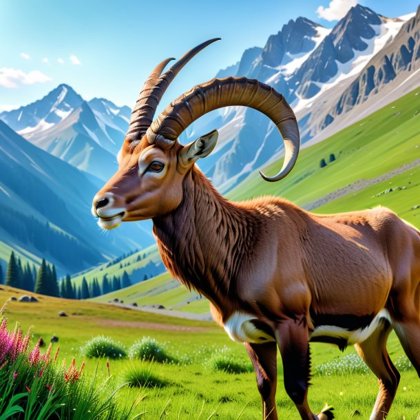 Picture of a drinking of a ibex in the meadow