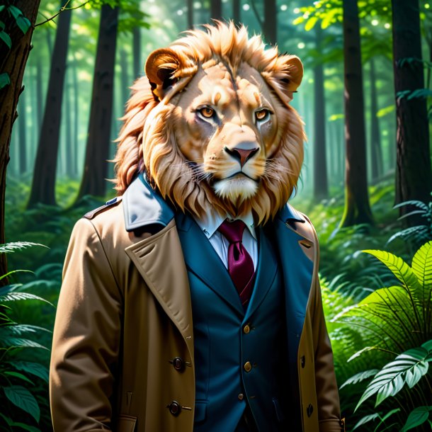 Pic d'un lion dans un manteau dans la forêt