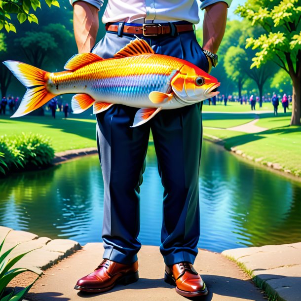 Foto de um peixe em uma calça no parque