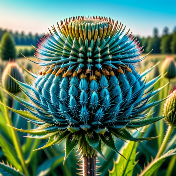 Picture of a cyan teasel