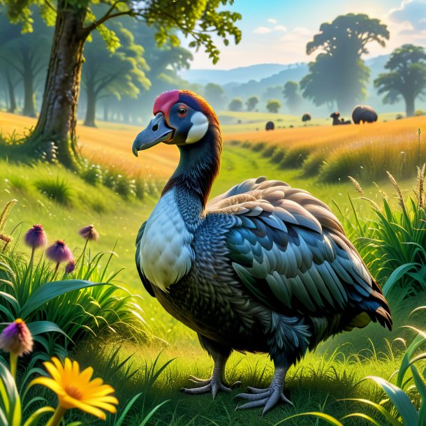 Pic d'une attente d'un dodo dans la prairie