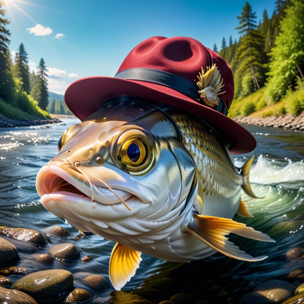 Pic of a haddock in a hat in the river