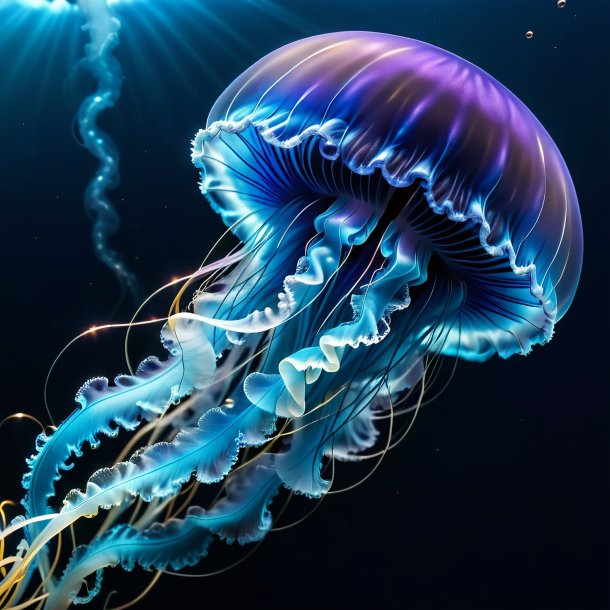 Pic of a blue smoking jellyfish