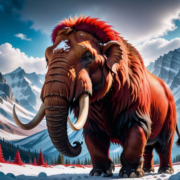 Photo of a mammoth in a red coat