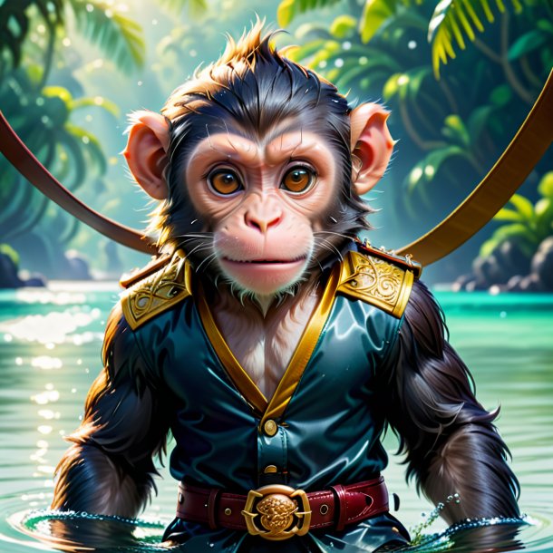 Picture of a monkey in a belt in the water