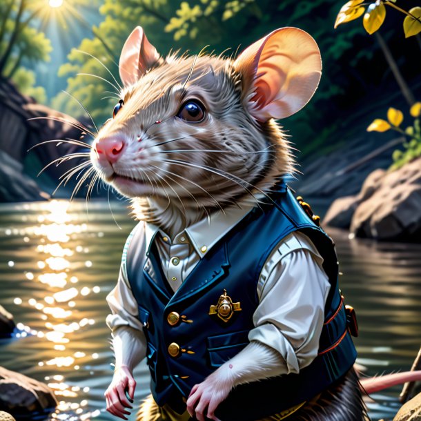 Drawing of a rat in a vest in the river