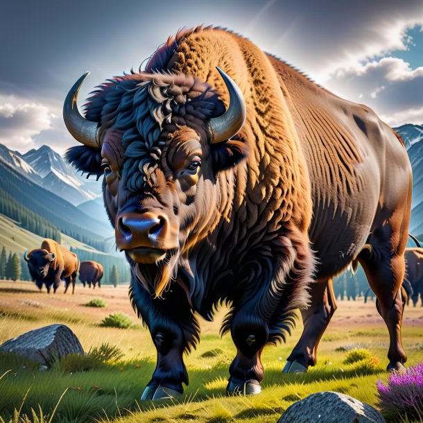 Image d'un bison dans une ceinture grise