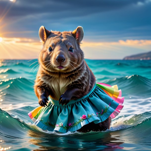 Photo of a wombat in a skirt in the sea