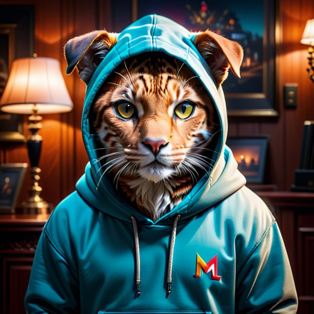 Photo of a mol in a hoodie in the house