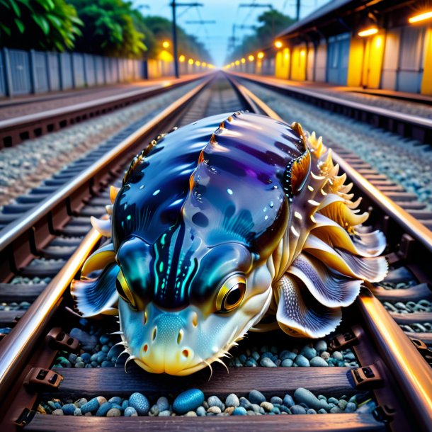 Pic of a sleeping of a cuttlefish on the railway tracks