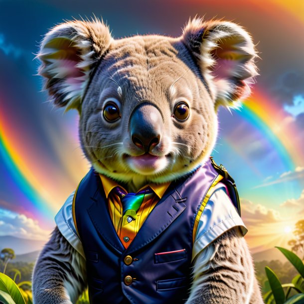 Picture of a koala in a vest on the rainbow