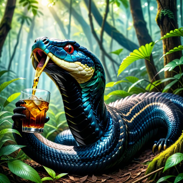 Picture of a drinking of a cobra in the forest